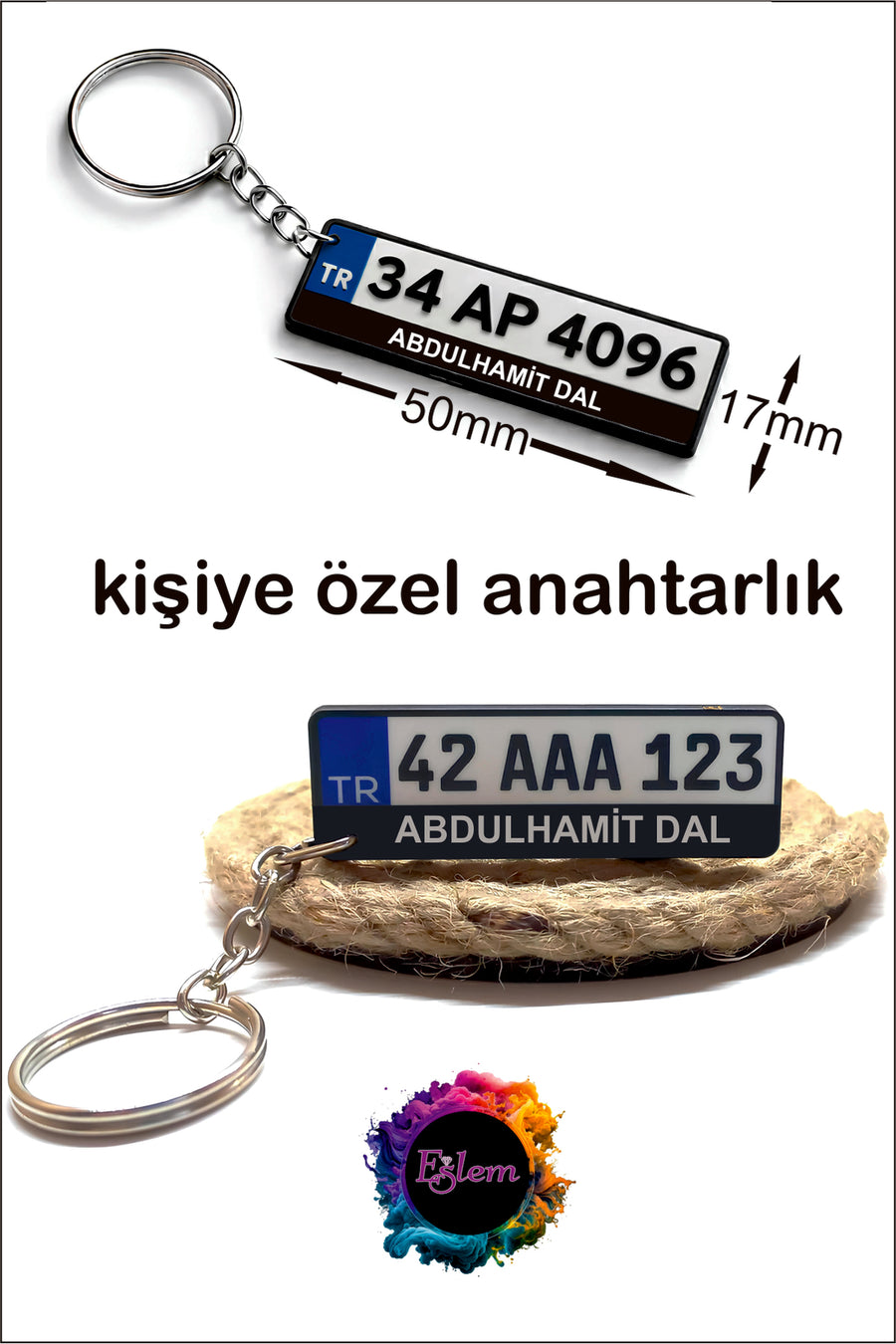 2 adet pleksi Kişiye Özel İsimli Plaka Anahtarlık