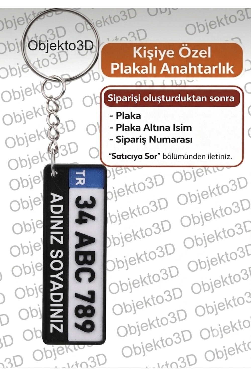 Kişiye Özel Plaka Anahtarlık (2 Adet) İsimli ve Plakalı Araç Anahtarlığı