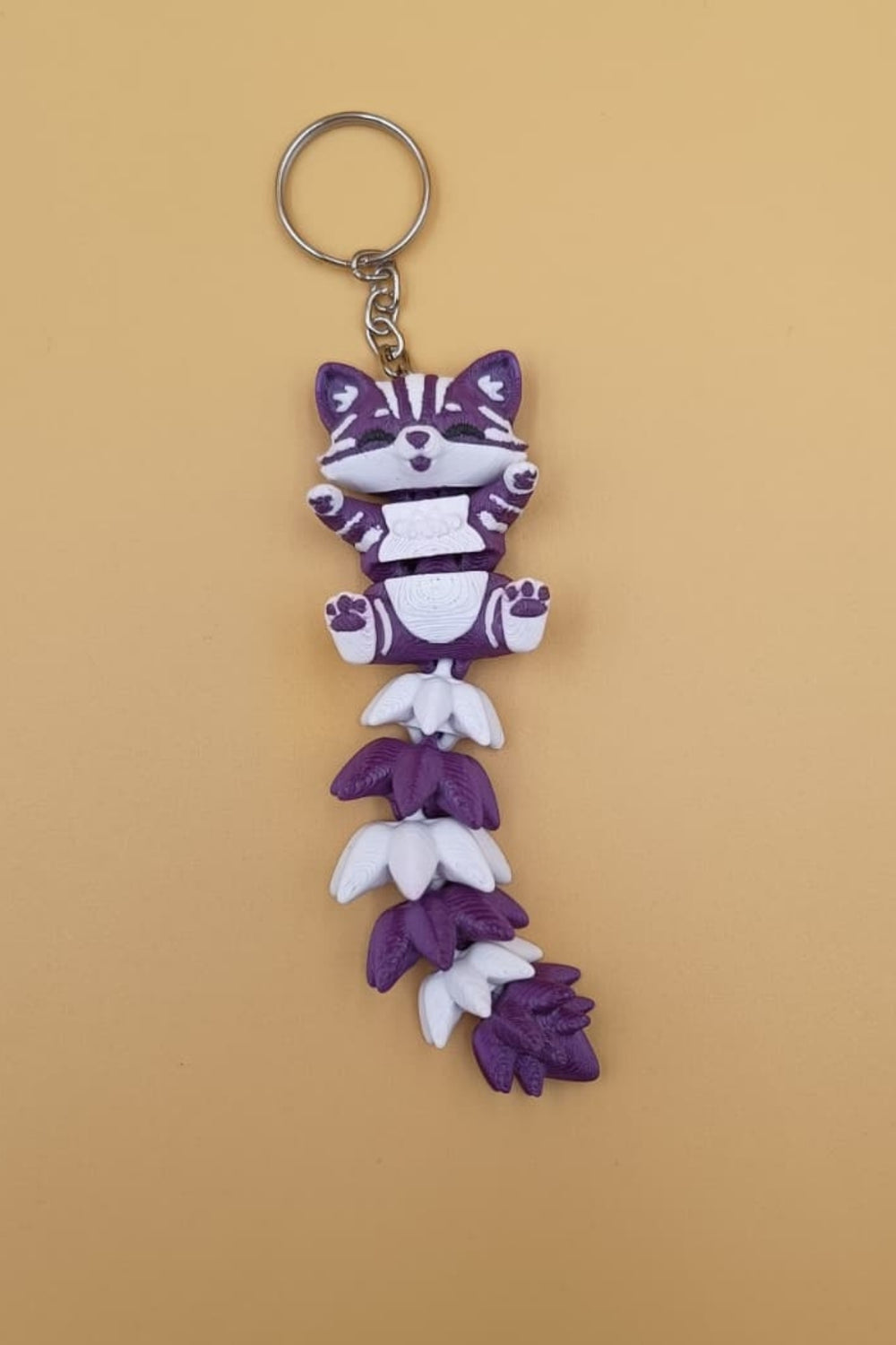Uzun Kuyruk Serisi Kedi Figürlü Hareketli Anahtarlık (Büyük Boy-12CM) - Çanta Süsü Charm