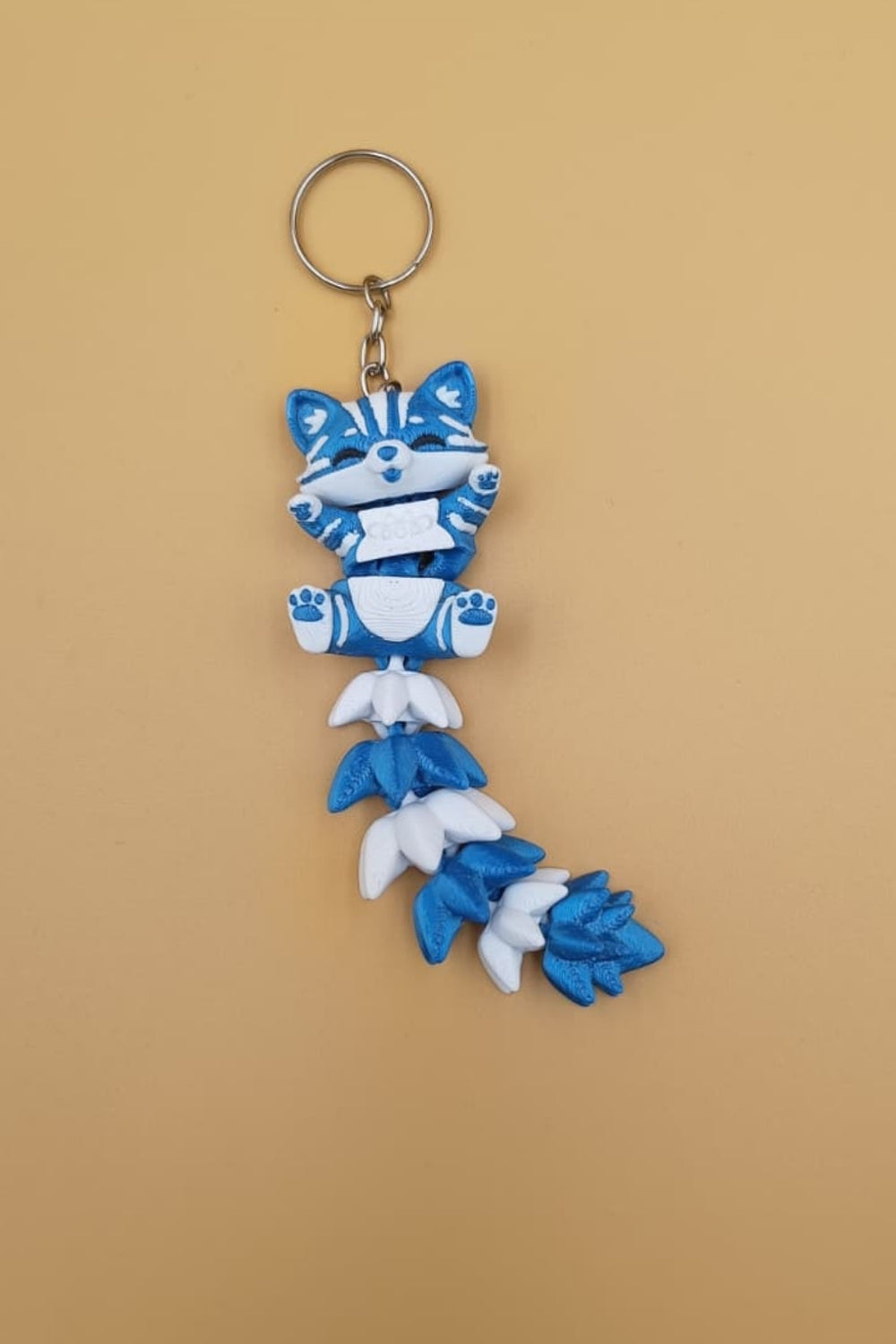 Uzun Kuyruk Serisi Kedi Figürlü Hareketli Anahtarlık (Büyük Boy-12CM) - Çanta Süsü Charm