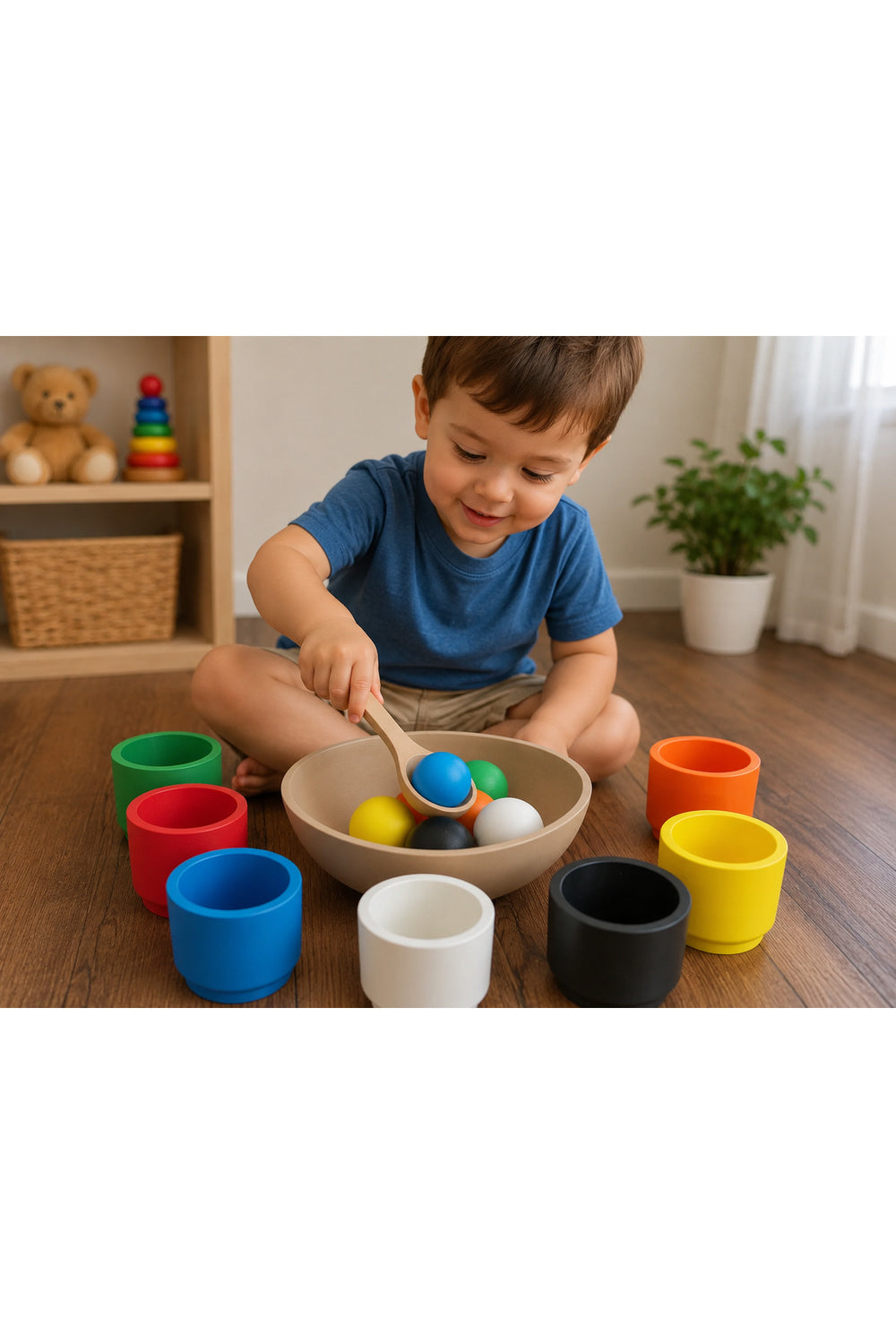 3D Baskı Renk Eşleştirme ve Top Yakalama Oyunu - Montessori Eğitici Motor Beceri Oyuncağı