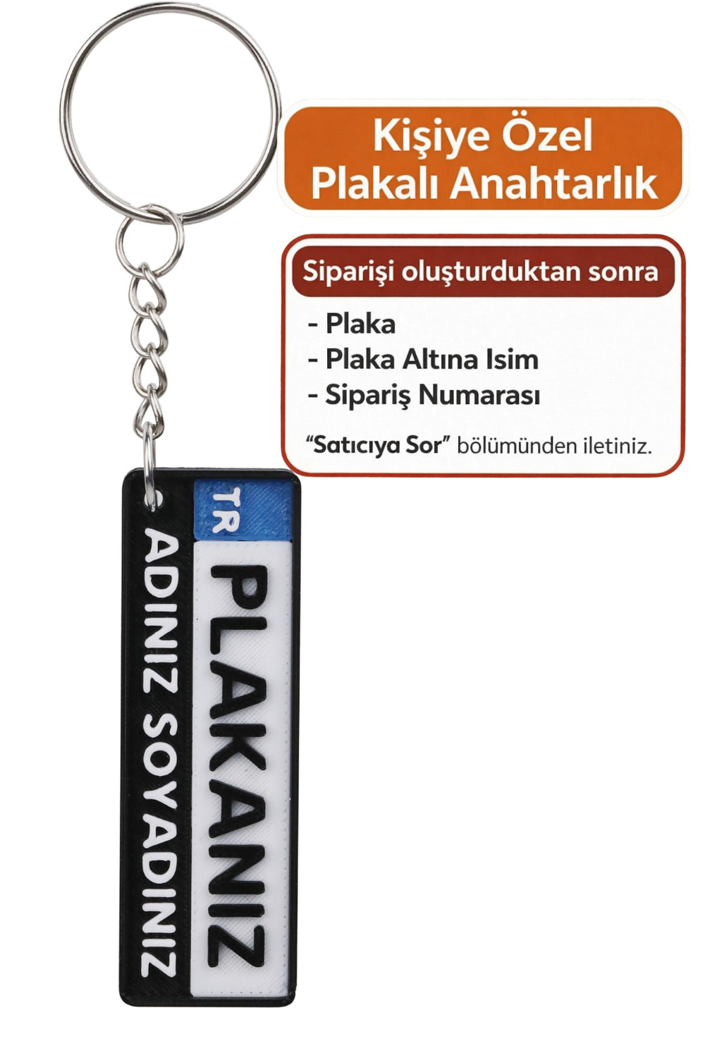 Kişiye Özel Plaka Anahtarlık - İsimli ve Plakalı Araç Anahtarlığı