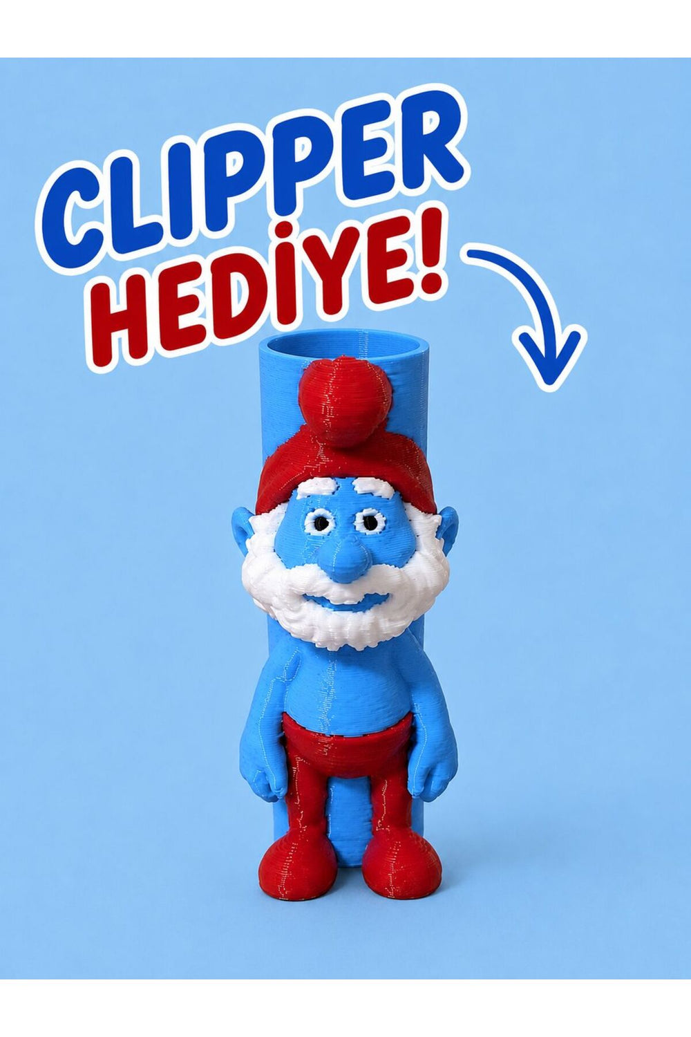 Şirin baba figürlü 3D baskı clipper kılıf