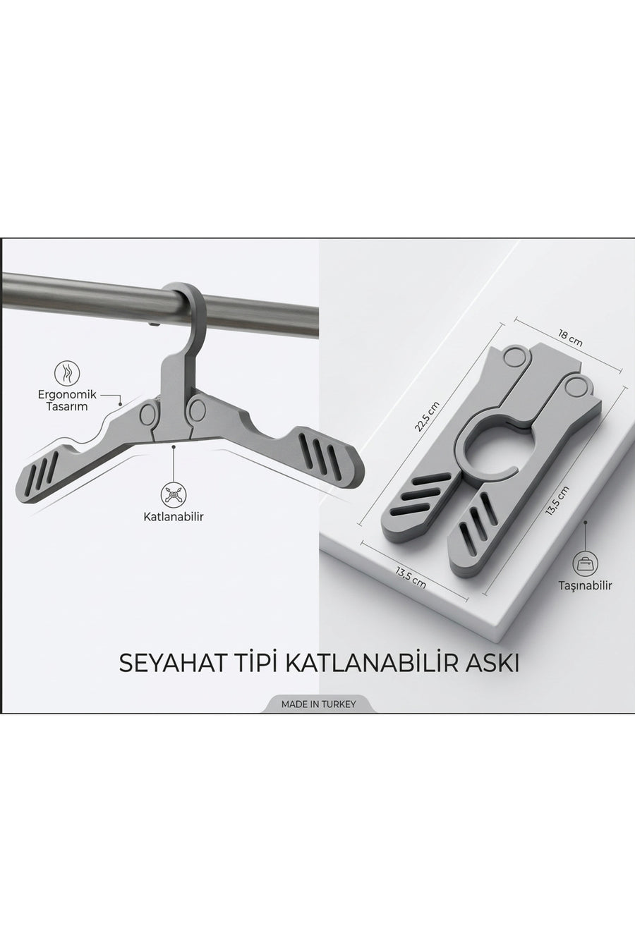 Katlanabilir Askı - Seyahatlere Özel Taşıma Kolaylığı - Yer Kaplamaz Özel Tasarım