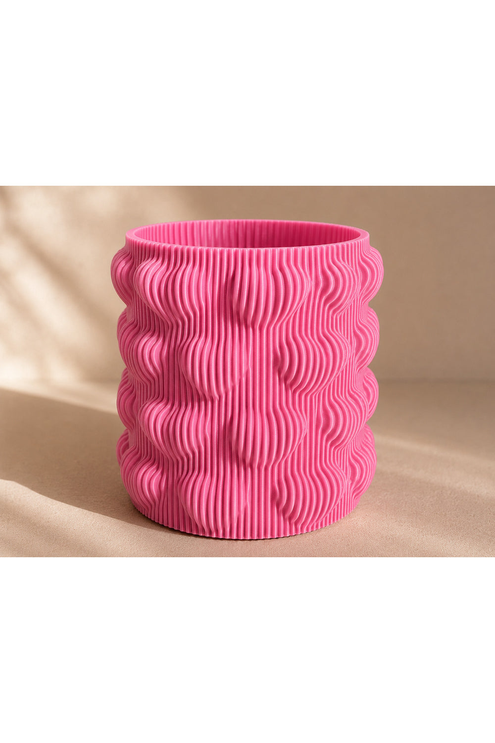 3D Baskı Kalpli Dekoratif Vazo - Modern Çiçeklik ve Masaüstü Süsü-Pembe
