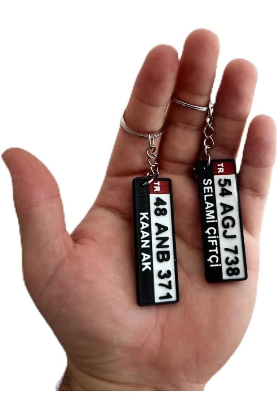 DiamondOutlet Kişiye Özel Plaka Anahtarlık Çiftli Set (2 Adet) - İsimli ve Plakalı Araç Anahtarlığı