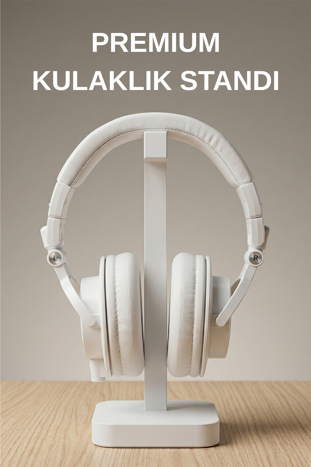 Kulaküstü Kulaklık Standı 22 cm, Beyaz Masaüstü Oyuncu Kulaklık Tutucu