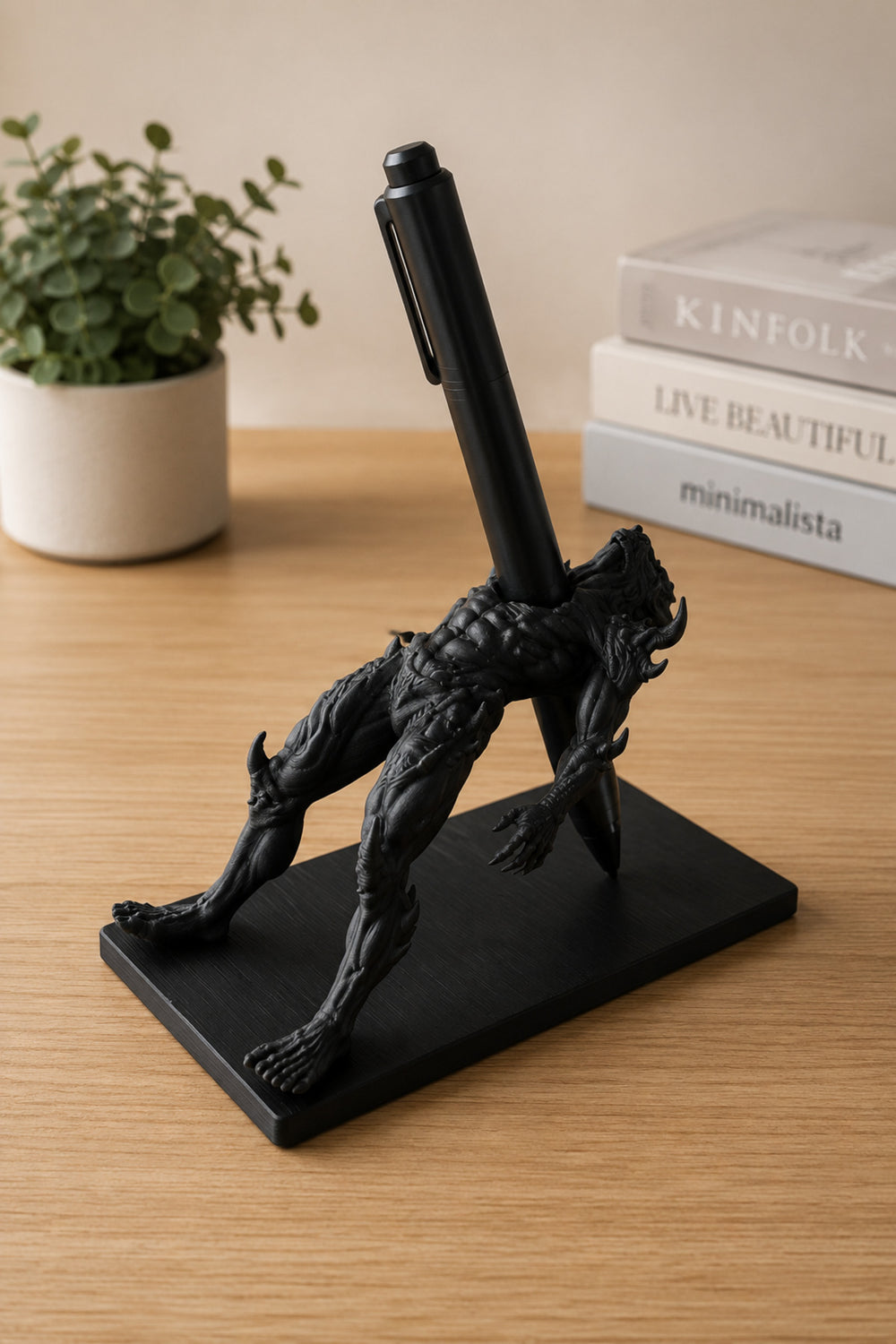Korku Temalı Canavar Kalemlik – 3D Baskı Masaüstü Kalem Tutucu, Gotik Dekorasyon ve Oyuncu Masası Aksesuarı