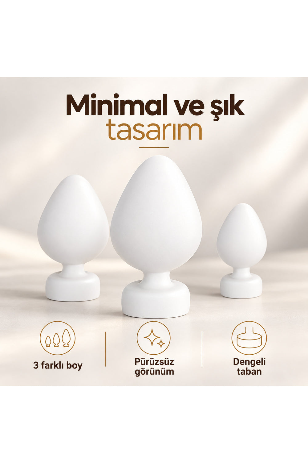 3D Baskı Üç Farklı Boy Anal Plug