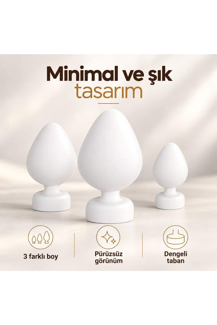 3D Baskı Üç Farklı Boy Anal Plug