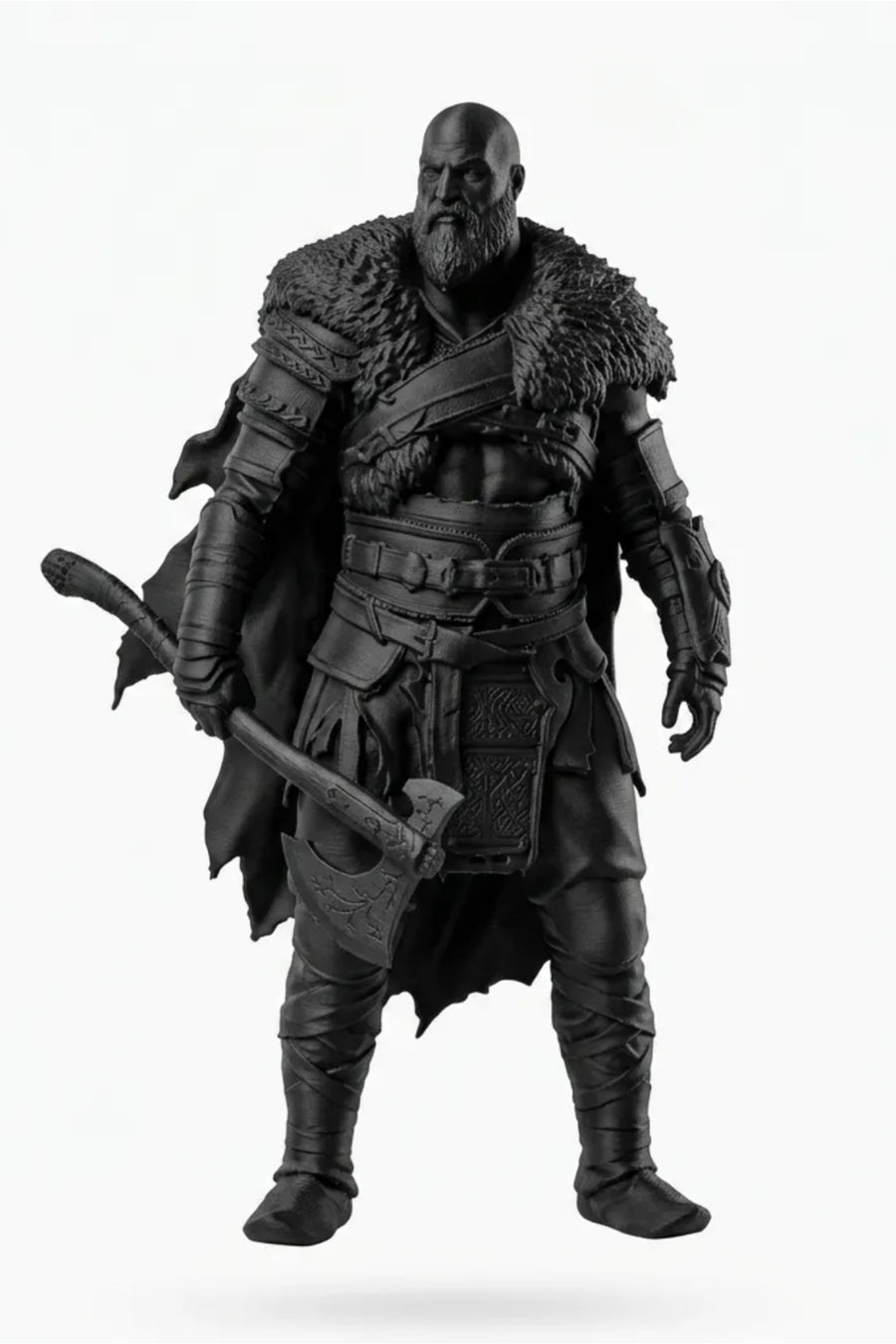 Mat Siyah Kratos Savaşçı Figürü - 3D Baskı Koleksiyonluk Biblo