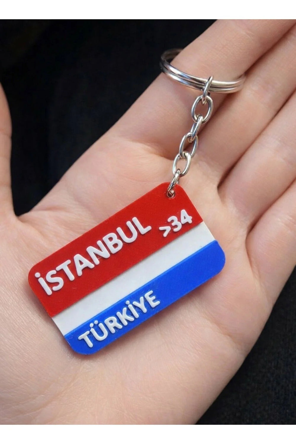 34 İstanbul İl Anahtarlık - Memleket Anahtarlık - Şehrine Özel Memleket Plakalı & Türk Bayraklı 3D Anahtarlık
