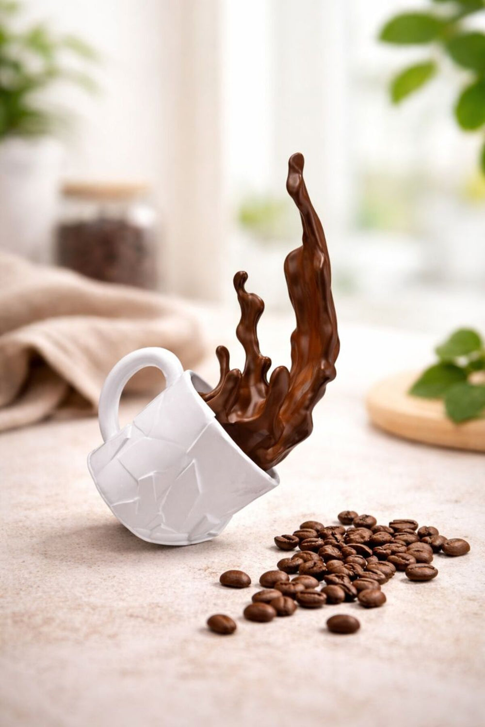 Sıçrayan Dekoratif Dökülen Kahve Figürü - Kahve Köşesi - Coffee Corner 20cm