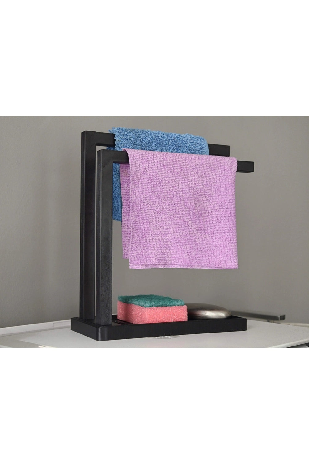 3D Baskı Havluluk ve Sabunluk Organizer - Lavabo Üstü Çok Amaçlı Düzenleyici-Siyah