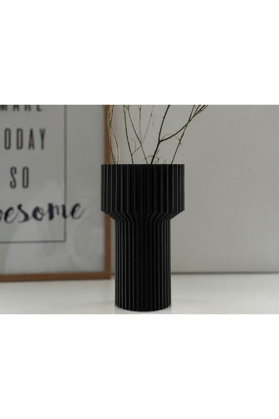 3D Baskı Modern Dekoratif Çiçek Vazosu - Minimal Silindir Tasarımlı Masaüstü Vazo, Ev ve Ofis Dekoru