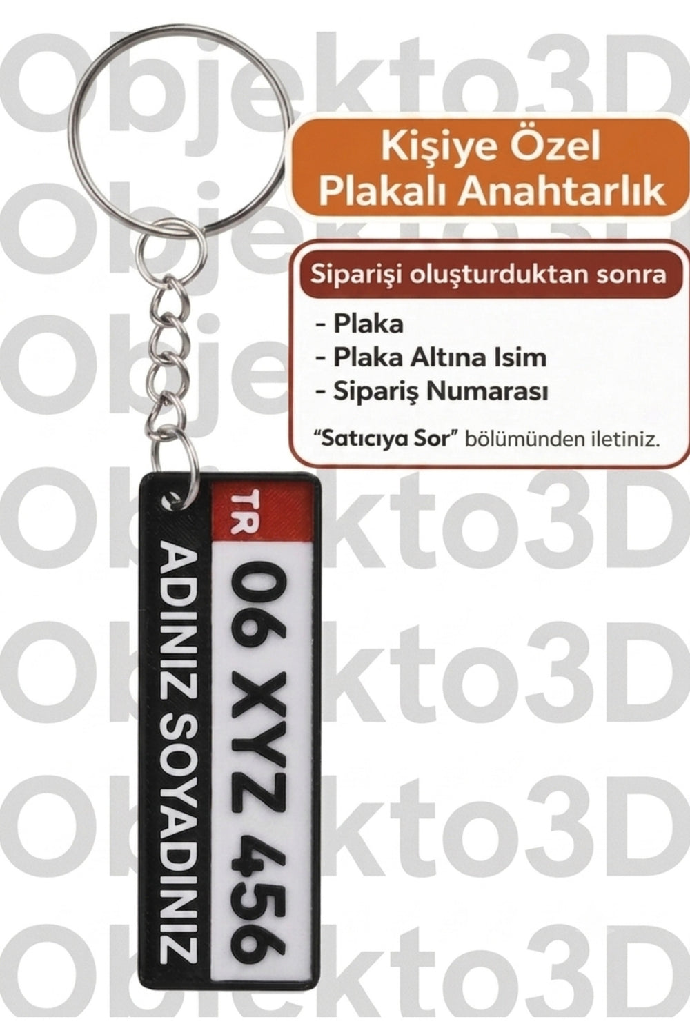Kişiye Özel Plaka Anahtarlık (2 Adet) İsimli ve Plakalı Araç Anahtarlığı