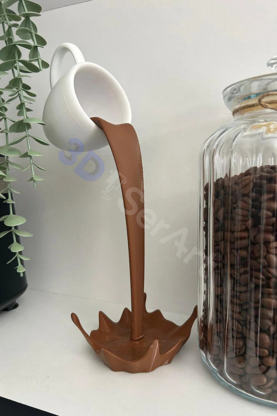 Dekoratif Dökülen Kahve Figürü - Kahve Köşesi - Coffee Corner 20cm
