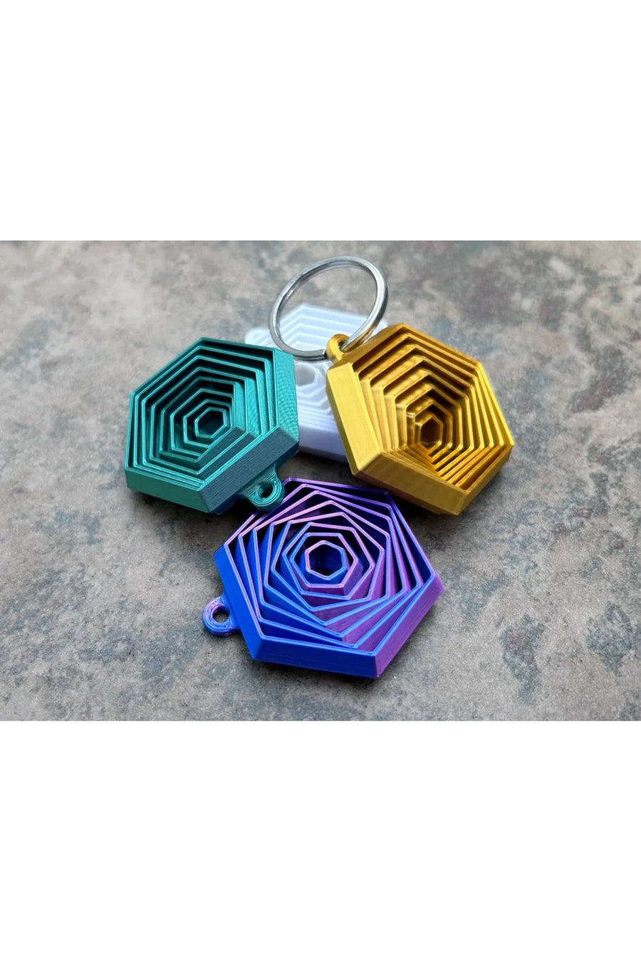 3D Baskı Hareketli Altıgen Anahtarlık | Geometrik Stres Oyuncağı (Fidget Toy) | Çanta Süsü