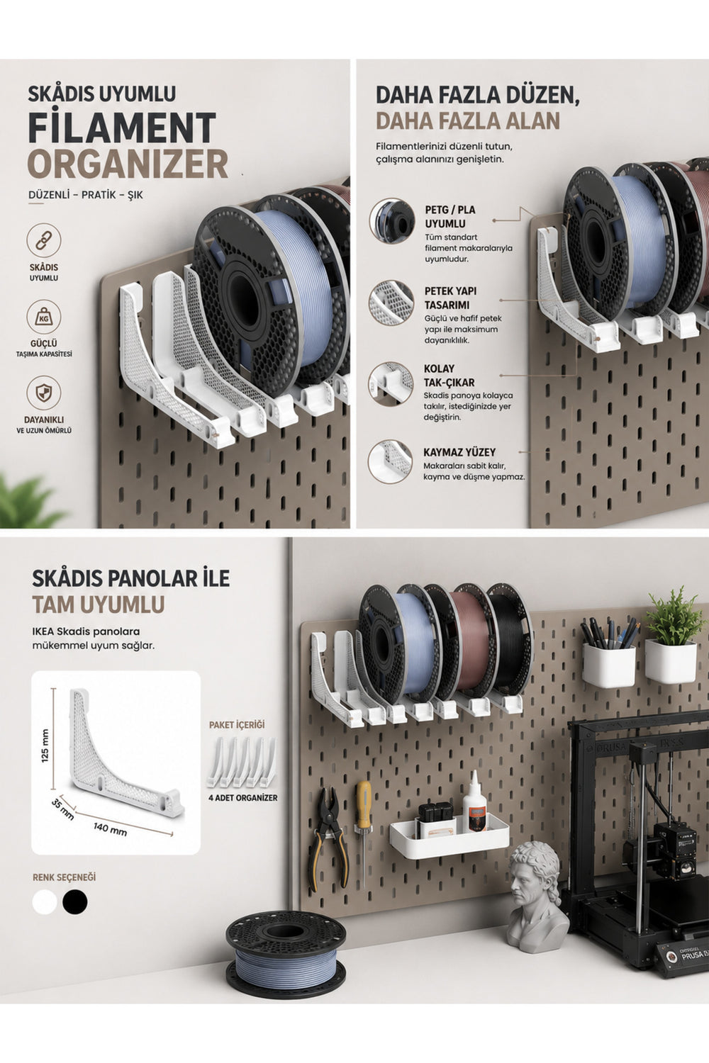 Skadis Uyumlu Filament Organizeri - 1 Adet - Filament Düzenleyici