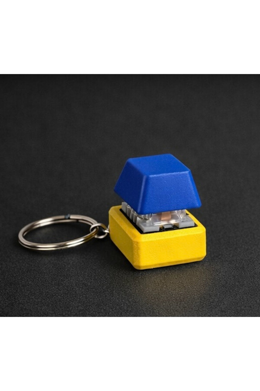Keycap Tuş Anahtarlık - Blue Switch Anahtarlık - Stres Atıcı - Tuş Basma Hisli Sarı-Mavi