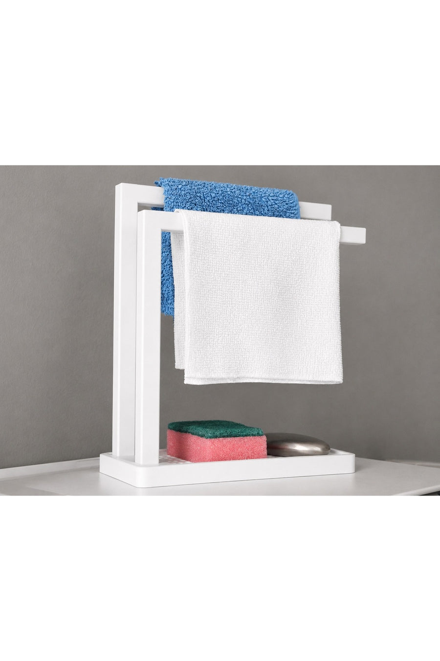 3D Baskı Havluluk ve Sabunluk Organizer - Lavabo Üstü Çok Amaçlı Düzenleyici-Beyaz