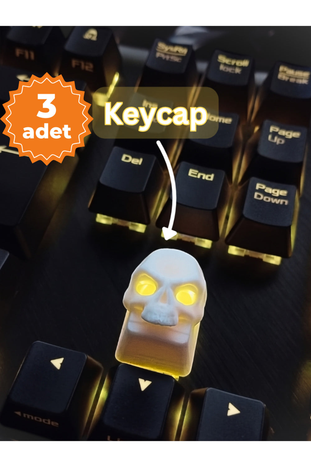 3D Baskı Özel Tasarım Kuru Kafa Mekanik Klavye Tuş Kapağı (Keycap)