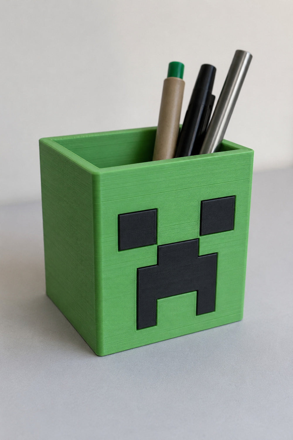 Minecraft Creeper Kalemlik 3D Baskı Masaüstü Kalem Tutucu Dekoratif