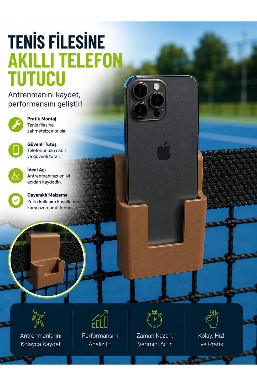 Tenis Filesi Telefon Tutucu
