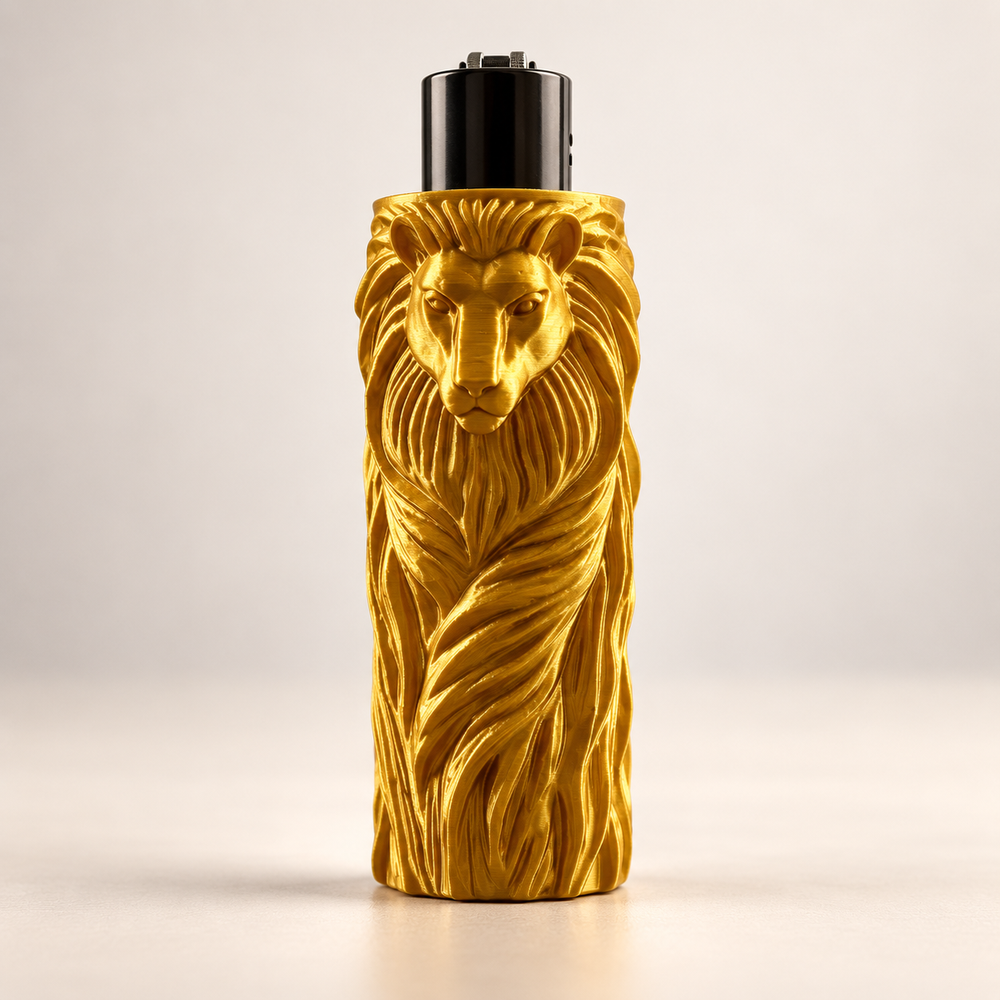 Aslan Figürlü Özel Tasarım Clipper Çakmak Kılıfı - Dekoratif Çakmak Aksesuarı