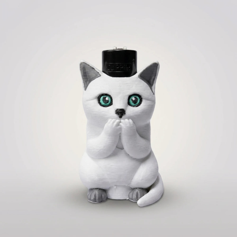 Sevimli Beyaz Kedi Clipper Çakmak – Animal Spirit Koleksiyonu